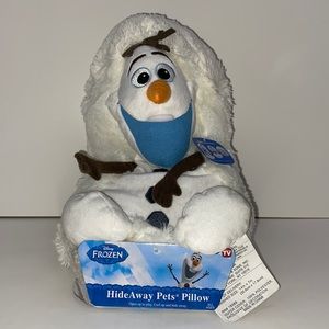 New Disney Frozen Hide Away 14” Pets Pillow Olaf Snowman White Plush Stuffed